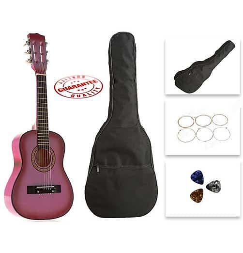 Star Kids Acoustic Toy Guitar 31 Inches Pink with Bag, Strings & Picks image 1