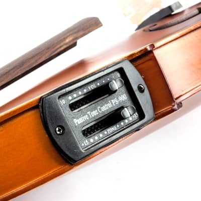 Glarry 4/4 Solid Wood EQ Violin Case Bow Violin Strings Shoulder Rest Electronic Tuner Connecting Wire Cloth 2020s - Matte image 2