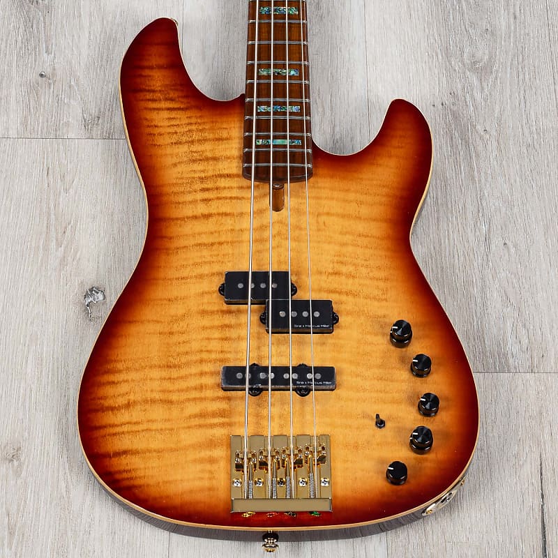 Sire Marcus Miller P10dx 4-String Bass, Roasted Flame Maple Fretboard, Tobacco Sunburst image 1
