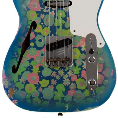 Fender Custom Shop LTD Double Esquire Thinline Custom Relic, Blue Flower image 1
