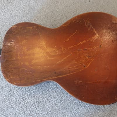Vintage 1930s Supertone Hawaiian Acoustic Parlor Guitar Stencil Beatup Worn In Prop Artwork image 10
