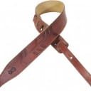 Levy's 2 1/2" wide burgundy veg-tan leather guitar strap.