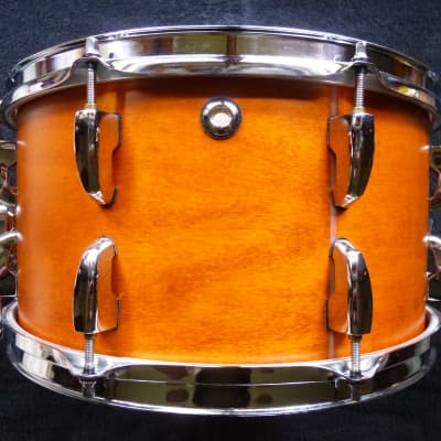 Double A drums 7.5x14" custom snare drum, pearl masters custom extra shell in burnt amber w/ video image 4