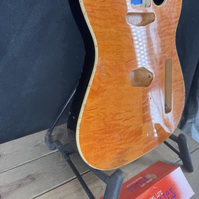 Real Life Relics Tele® Telecaster® Body Aged Amber Flame Maple Top Double Bound image 4