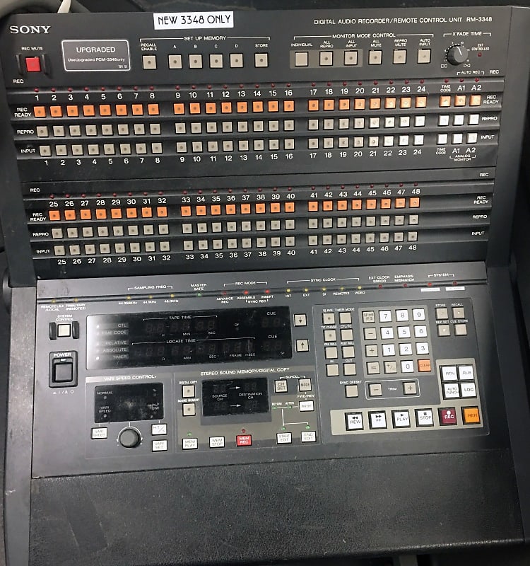 Sony PCM-3348 48 track digital recording unit with remote console (on  wheels) and cabling