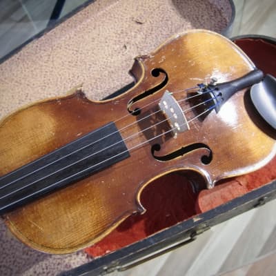 Vintage German 1/2 Size Violin & Coffin Case 1930s Brown Varnished High Quality Small Violin image 12