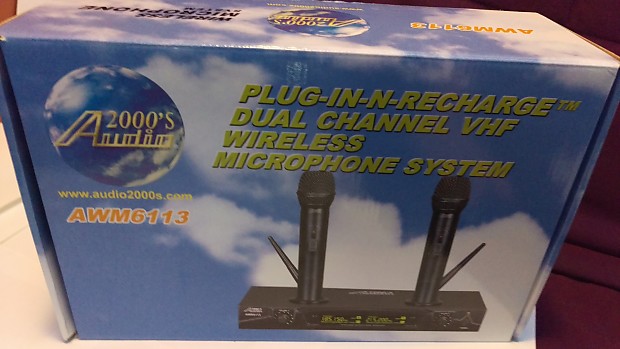 Audio 2000s AWM6113 Dual Channel Rechargeable VHF Wireless Microphone System