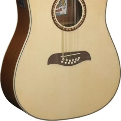 Oscar Schmidt OD312CE-A Dreadnought (12 String) Cutaway Acoustic Electric Guitar. Natural Spruce image 1