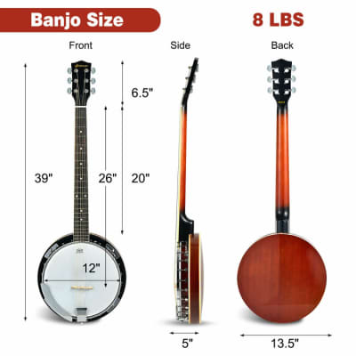 Sonart Full-Size 6-string 24 Bracket Professional Banjo Instrument 2023 image 2