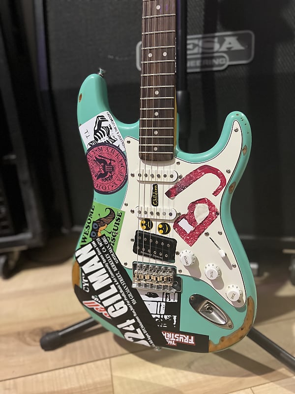 BJ Armstrong Green day Guitar copy Stratocaster Green relic Reverb