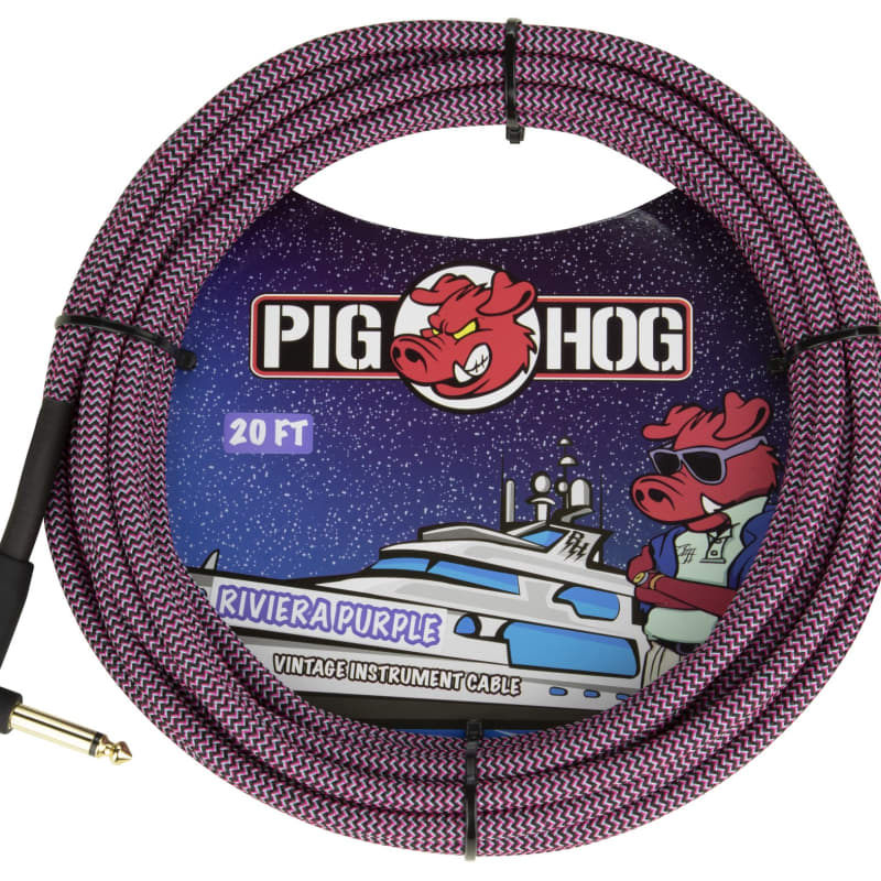 Pig Hog 1/4フィート 直線から1/4フィート 直角 ラスタストライプ 器