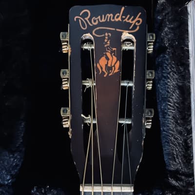 Harmony Gene Autry Round-Up 00-size guitar 1930s - Dark sunburst w/ stencil graphics image 2