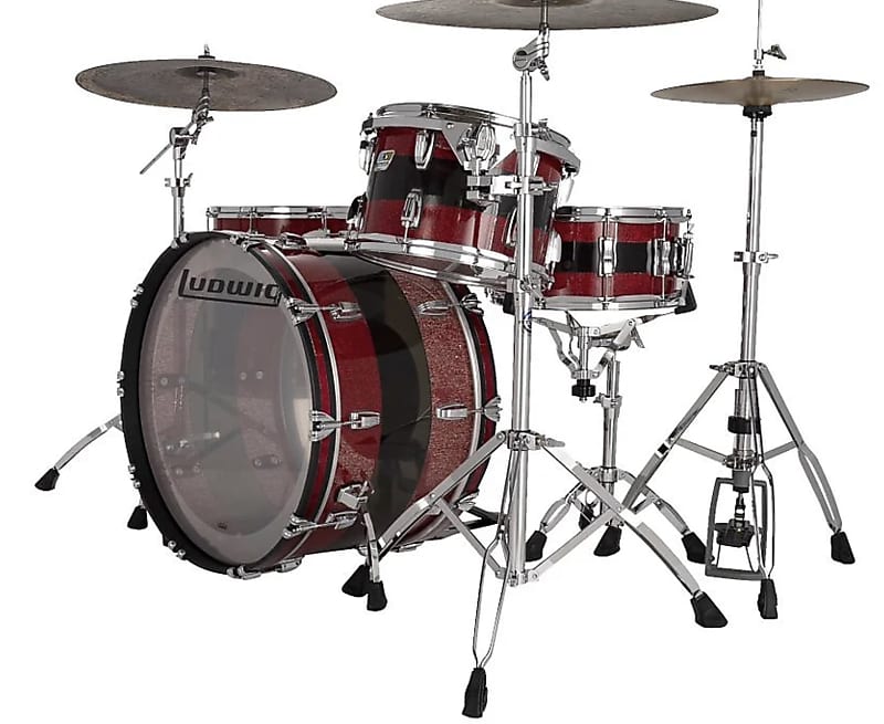 Ludwig 24/13/16" Vistalite 50th Anniversary Pro Beat Outfit - Limited Red sparkle/Smoke/Red sparkle image 1