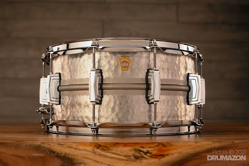 LUDWIG 14 X 6.5 LA405K ACROPHONIC HAMMERED ALUMINIUM SNARE DRUM, LIMITED EDITION image 1