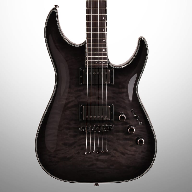 Schecter Hellraiser Hybrid C-1 Electric Guitar, Transparent Black Burst image 1