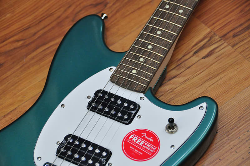 Squier FSR Bullet Competition Mustang HH Sherwood Green w/ Olympic White  Stripes