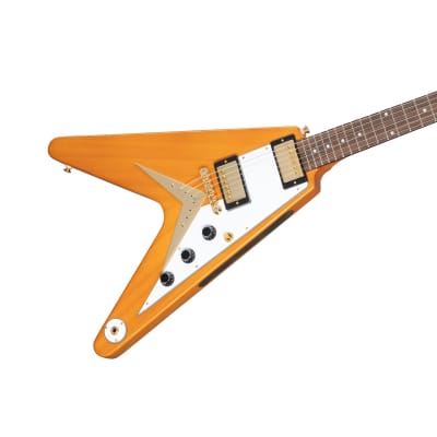 Epiphone - 1958 Korina Flying V Inspired by Gibson - Electric Guitar - Aged Natural w/ White Pickguard - w/ Hard Case image 2