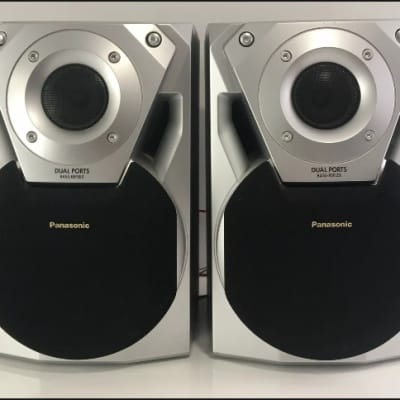 Rare Set of 2 Panasonic SB-AK18 1998 Grey Black Book Shelf Speakers Excellent Tone image 1