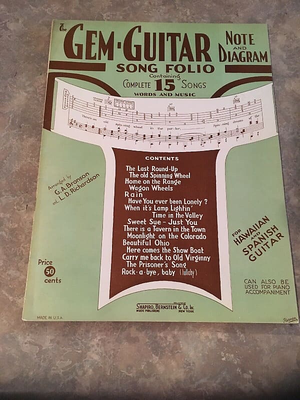 Shapiro Bernstein GemGuitar Song Folio, Note and Reverb Australia