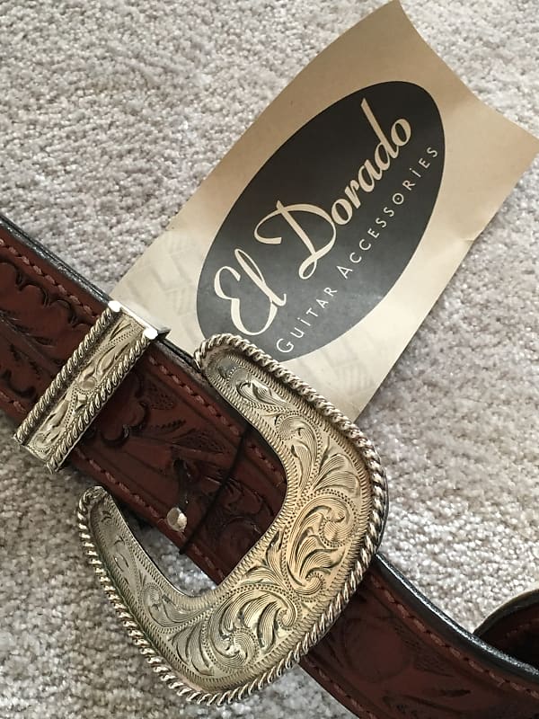 El Dorado  Original Model Hand-Tooled Leather Guitar Strap 2008 Dark Brown image 1