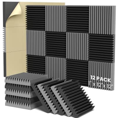 24 Pack Acoustic Foam Panels 2 Inches Thick Sound Proof Padding for Wall  Pyramid, 2 X 12 X 12 Sound Absorbing Dampening Studio Foam Soundproofing