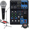 Yamaha MG06X 6-Ch Analog Mixer Bundle w/ Vocal Stage Microphone + Stand + Cables