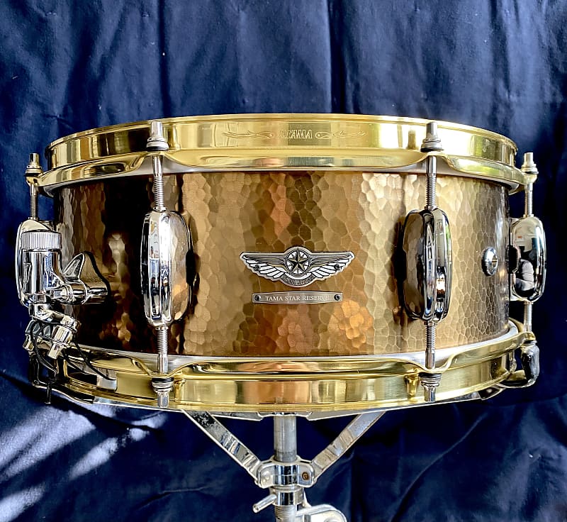 Used Tama STAR RESERVE HAND HAMMERED BRASS 5.5 Snare Drums 14 Snare Drums