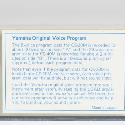Yamaha CS-20M & CS-40M original voice program data on cassette