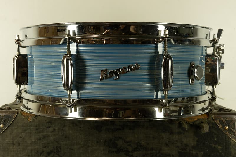 1960s Rogers 5x14 Light Blue Pearl Ripple Powertone Snare Drum image 1