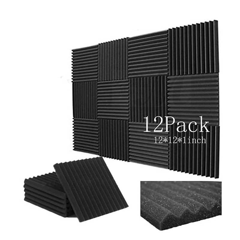 Acoustic Panels, 12Pcs 1“*12”*12“ Sound Proof Foam Panels Soundproof Wall  Panels High Density Sound Absorbing Dampening Panels For Home Studio  Ceiling, Black …