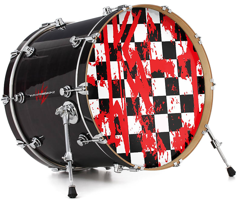 Skin Decal Fits 24 Bass Kick Drums Checkerboard Splatter Reverb