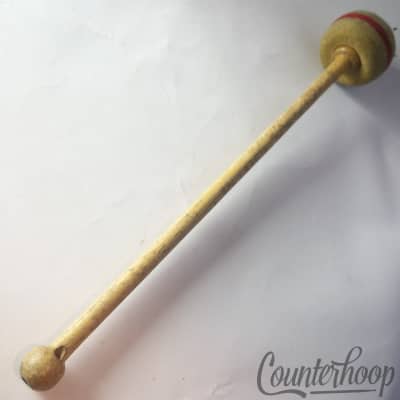 Ludwig WFL#331 Marching Bass Drum Mallet Wood Handle Felt Head Red Stripe Rubber image 1