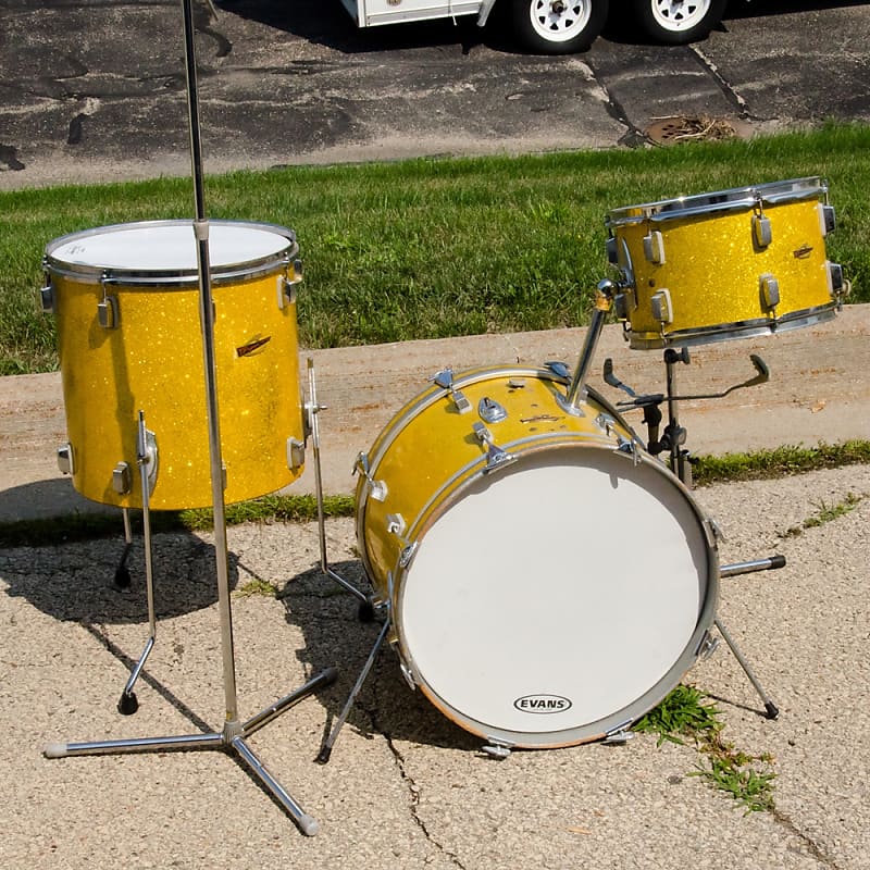 Vintage Trixon Luxor Drum Kit Project, Gold Sparkle Reverb