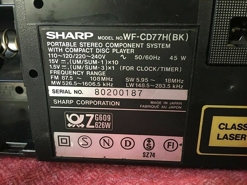 Sharp WF-CD77H vintage Ghettoblaster Boombox tape CD radio