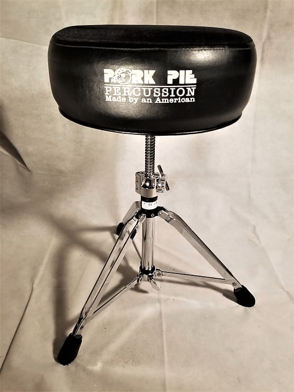 Pork Pie Round Drum Throne Black & Chrome Reverb