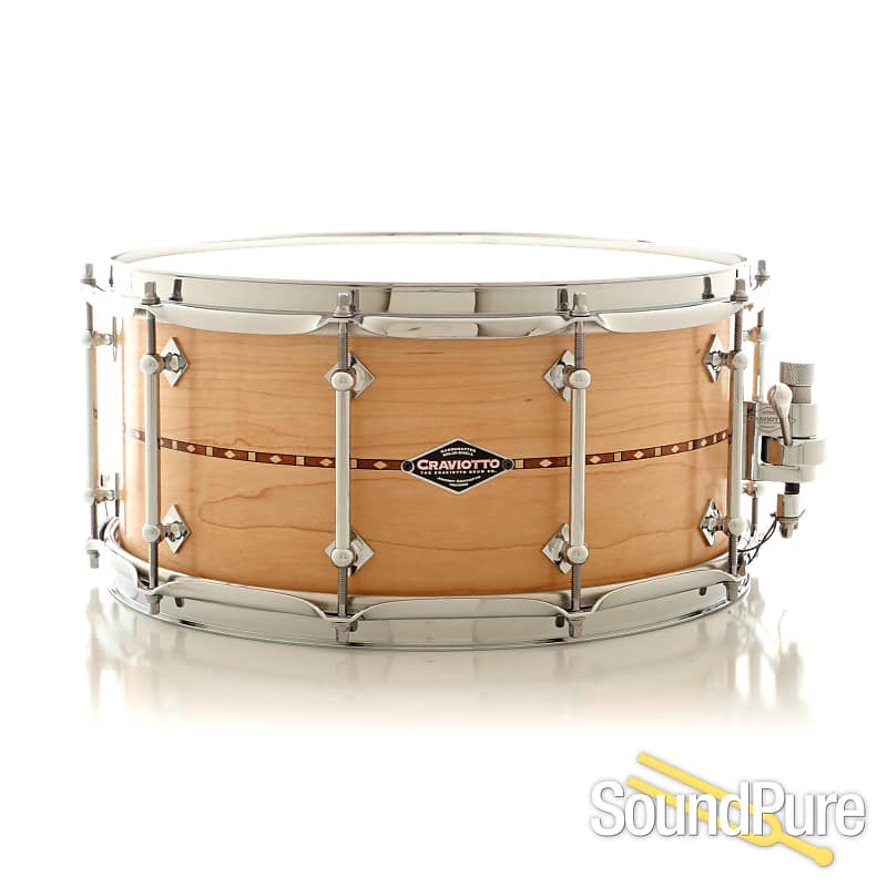 Craviotto 6.5x14 Maple Custom Snare Drum-Walnut Inlay