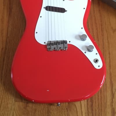 Vintage Fender Musicmaster 1960 Fiesta Red Nitro Lacquer 22.5” Short Scale Solid Body Guitar Relic 6.4 lb HSC image 6