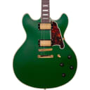 D'Angelico Deluxe Series Limited Edition DC Non F-Hole Semi-Hollowbody Electric Guitar Regular Matte Emerald Tortoise Pickguard