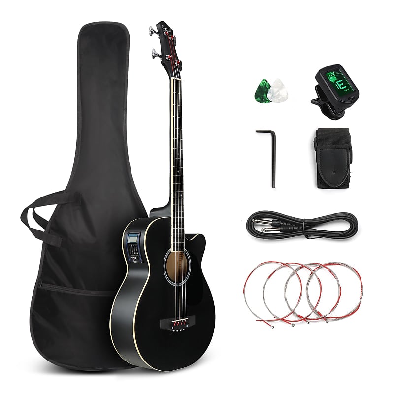 Glarry GMB102 44.5 Inch EQ Acoustic Bass Guitar Matte Black image 1