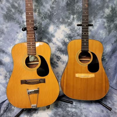 Vintage Pair of 1990's Korean Drifter Acoustic Guitar Projects 12 and 6 String U-Fix Parts Luthier image 1