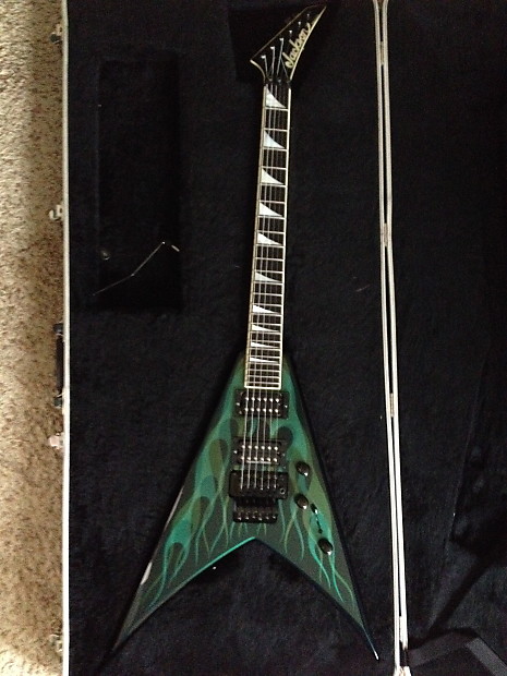 Jackson King V Green Ghost Flames | Reverb