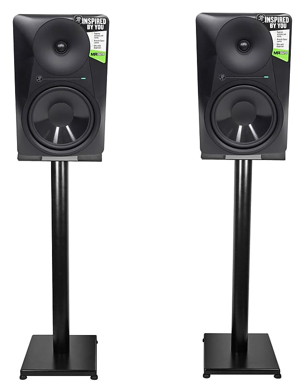 Pair Mackie MR824 8” 85 Watt Powered Active Studio Monitor Speakers+29" Stands image 1