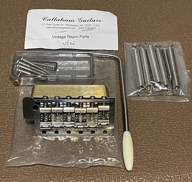 Callaham V/N Stratocaster Bridge Tremolo Saddles Assembly Brass Block  Specialty Guitars Exclusive