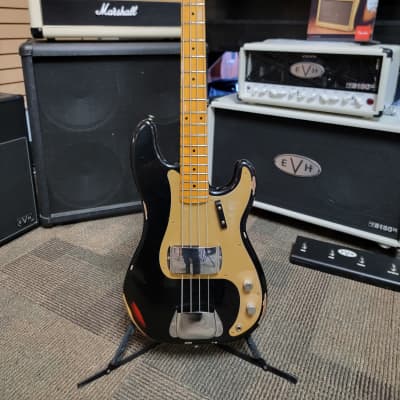 Fender Custom Shop '58 Precision Bass Relic - Black paint over 3 Tone Sunburst image 1