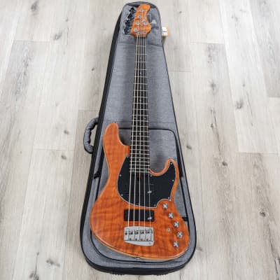 Mayones Jabba Custom 5 5-String Bass, Ebony Fretboard, Curly Redwood Top, Trans Natural Satine image 11