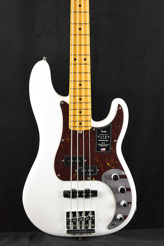 Mint Fender American Ultra Precision Bass Arctic Pearl Maple Fingerboard image 1