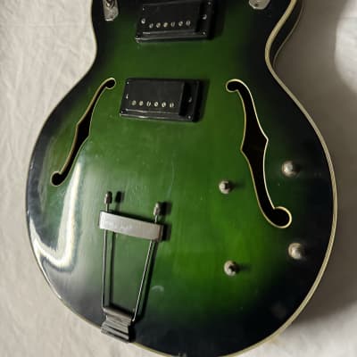 Aria Encore Matsomoku Hollow Body Electric Guitar Body Bigsby W/ Plate 1960s 1970s Green Fade image 3