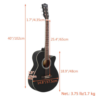 （Accept Offers）Glarry GT501 40 Inch Cutaway Auditorium Acoustic Guitar Matte Spruce Front Folk Black image 4