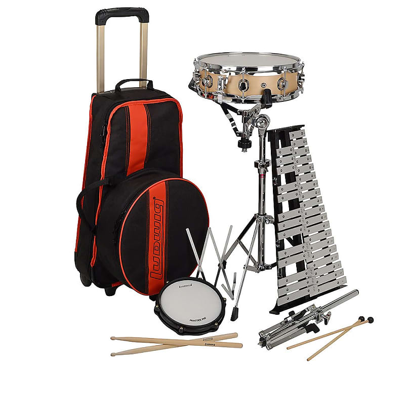 Ludwig LE2483RBRP Combo Kit With Snare Drum, Bells And Rolling Bag image 1