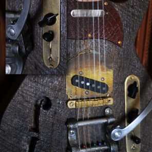 Postal Handmade Crossroads Barnwood Guitar Old Pine Body F Hole Vintage Vibrato Fender US Pickups image 5